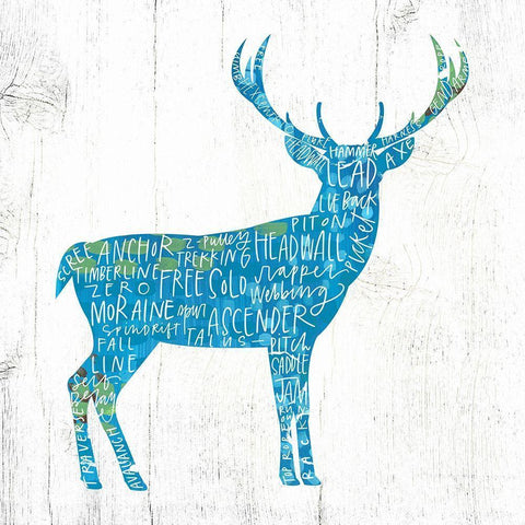 Deer Black Modern Wood Framed Art Print by Wieners, Valerie