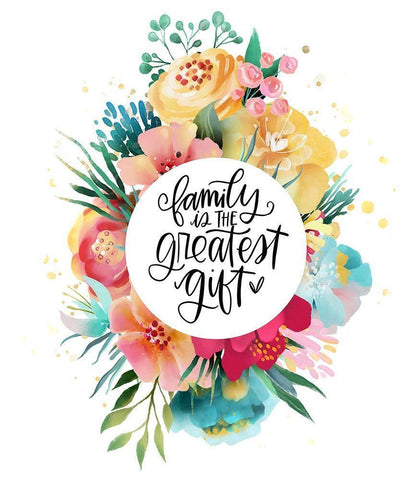 Family White Modern Wood Framed Art Print with Double Matting by Wieners, Valerie