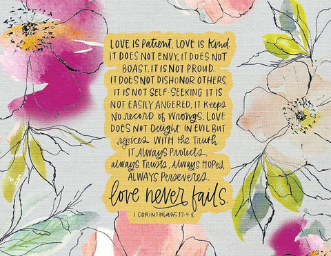 Love is Patient White Modern Wood Framed Art Print with Double Matting by Wieners, Valerie