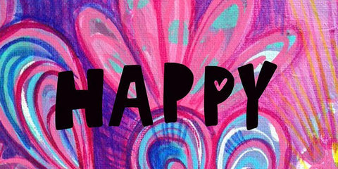 Happy   White Modern Wood Framed Art Print with Double Matting by Wieners, Valerie