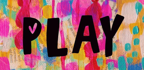 Play White Modern Wood Framed Art Print with Double Matting by Wieners, Valerie