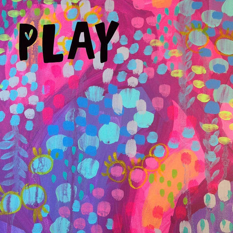 Play White Modern Wood Framed Art Print with Double Matting by Wieners, Valerie