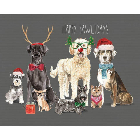 Holiday Dogs Black Modern Wood Framed Art Print by Wieners, Valerie