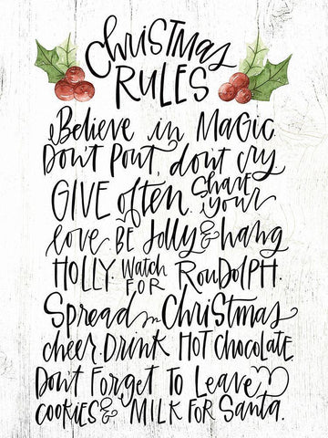 Christmas Rules Black Ornate Wood Framed Art Print with Double Matting by Wieners, Valerie