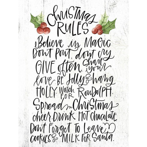 Christmas Rules Gold Ornate Wood Framed Art Print with Double Matting by Wieners, Valerie