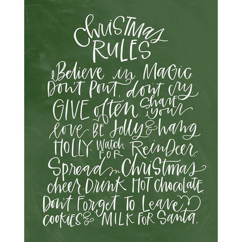 Christmas Rules - Green Black Modern Wood Framed Art Print with Double Matting by Wieners, Valerie