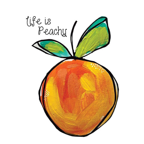 Peach Black Modern Wood Framed Art Print with Double Matting by Wieners, Valerie