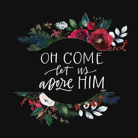 Let Us Adore Him Black Ornate Wood Framed Art Print with Double Matting by Wieners, Valerie