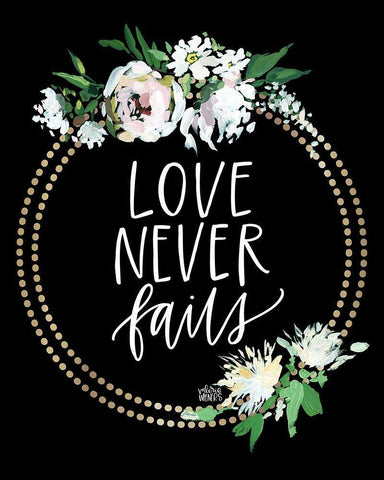 Love Never Fails Black Ornate Wood Framed Art Print with Double Matting by Wieners, Valerie