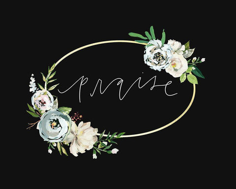 Praise   Black Ornate Wood Framed Art Print with Double Matting by Wieners, Valerie