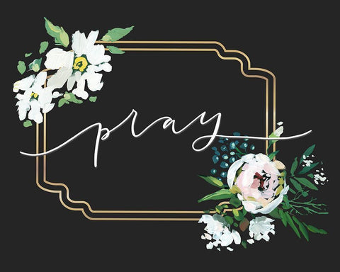 Pray Black Ornate Wood Framed Art Print with Double Matting by Wieners, Valerie