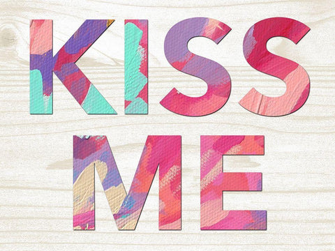 Kiss Me Black Ornate Wood Framed Art Print with Double Matting by Wieners, Valerie