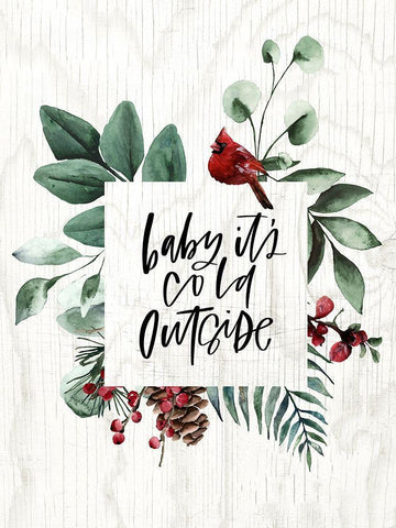 Baby Its Cold White Modern Wood Framed Art Print with Double Matting by Wieners, Valerie