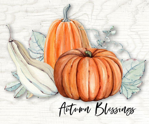 Autumn Blessings White Modern Wood Framed Art Print with Double Matting by Wieners, Valerie