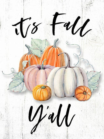 Fall Yall Black Ornate Wood Framed Art Print with Double Matting by Wieners, Valerie