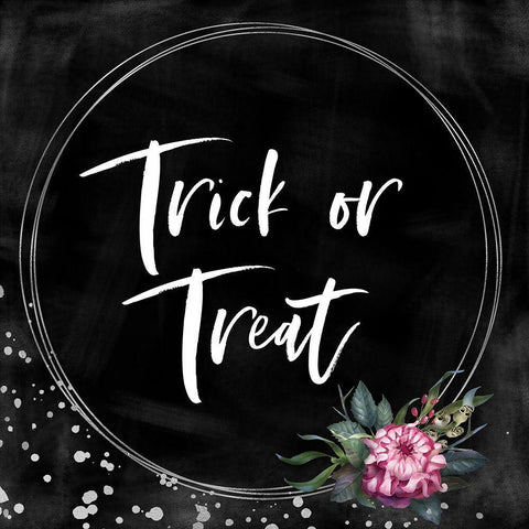 Trick or Treat Black Ornate Wood Framed Art Print with Double Matting by Wieners, Valerie