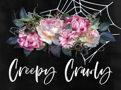 Creepy Crawly Black Ornate Wood Framed Art Print with Double Matting by Wieners, Valerie