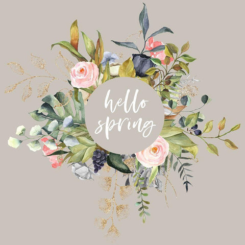 Hello Spring II Gold Ornate Wood Framed Art Print with Double Matting by Wieners, Valerie