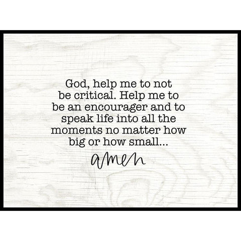 Dont Be Critical Black Modern Wood Framed Art Print by Wieners, Valerie