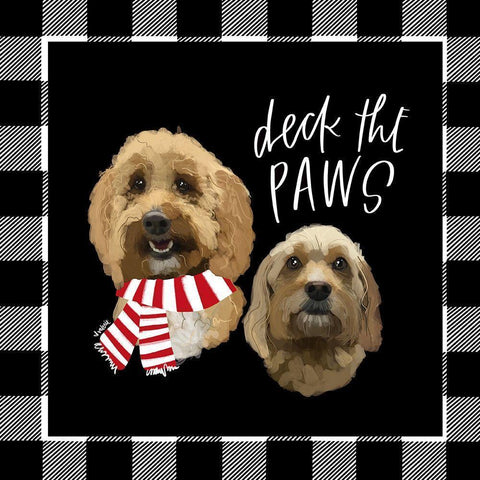 Deck the Paws Black Modern Wood Framed Art Print by Wieners, Valerie