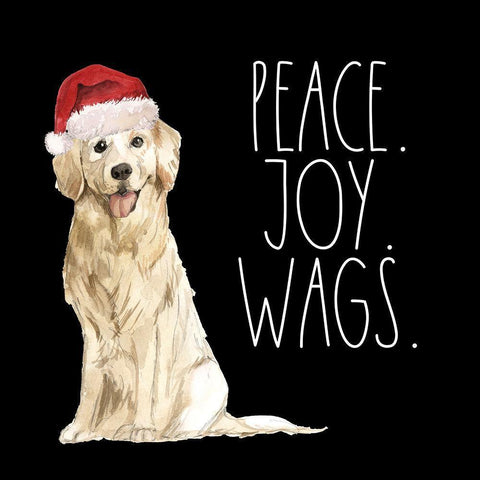 Peace, Joy, Wags White Modern Wood Framed Art Print by Wieners, Valerie