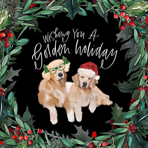 Golden Holiday Black Modern Wood Framed Art Print by Wieners, Valerie