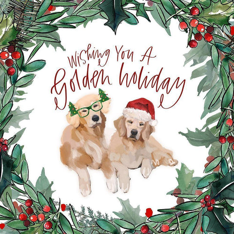Wishin You Golden Holiday White Modern Wood Framed Art Print by Wieners, Valerie