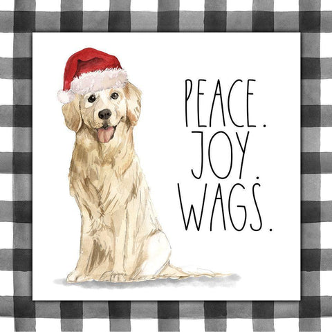 Peace, Joy, Wags Black Ornate Wood Framed Art Print with Double Matting by Wieners, Valerie