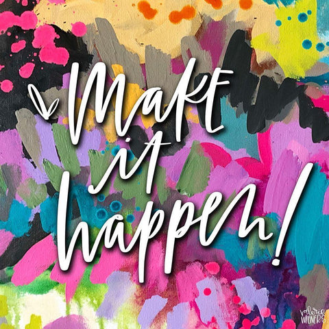 Make It Happen! White Modern Wood Framed Art Print with Double Matting by Wieners, Valerie