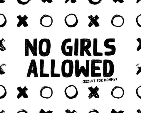 No Girls White Modern Wood Framed Art Print with Double Matting by Wieners, Valerie