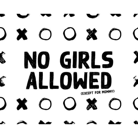 No Girls Black Modern Wood Framed Art Print by Wieners, Valerie