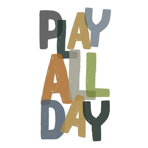 Play All Day Gold Ornate Wood Framed Art Print with Double Matting by Wieners, Valerie