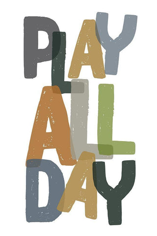 Play All Day White Modern Wood Framed Art Print with Double Matting by Wieners, Valerie