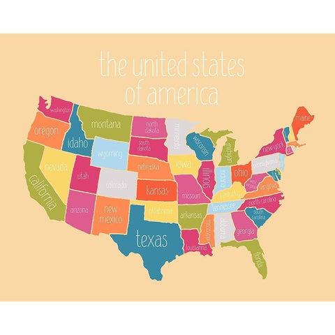 State Map Black Modern Wood Framed Art Print with Double Matting by Wieners, Valerie