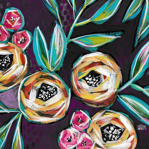 Purple Floral I Gold Ornate Wood Framed Art Print with Double Matting by Wieners, Valerie