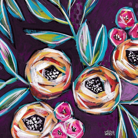 Purple Floral II Black Modern Wood Framed Art Print by Wieners, Valerie