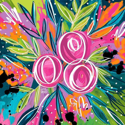 Pink Floral Black Modern Wood Framed Art Print by Wieners, Valerie