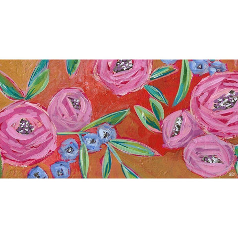 Orange, Yellow Floral White Modern Wood Framed Art Print by Wieners, Valerie