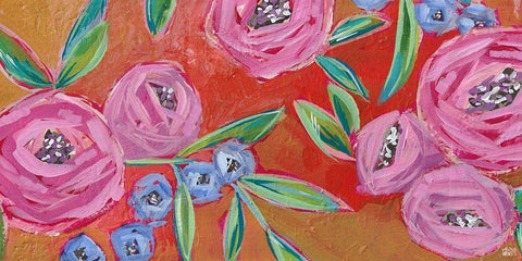 Orange, Yellow Floral White Modern Wood Framed Art Print with Double Matting by Wieners, Valerie