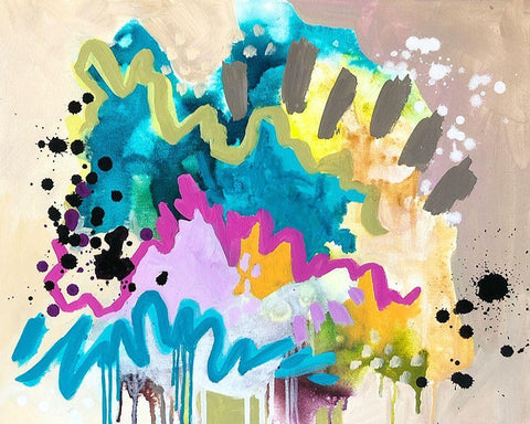 Abstract V Black Ornate Wood Framed Art Print with Double Matting by Wieners, Valerie