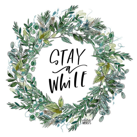 Stay Wreath Black Modern Wood Framed Art Print by Wieners, Valerie