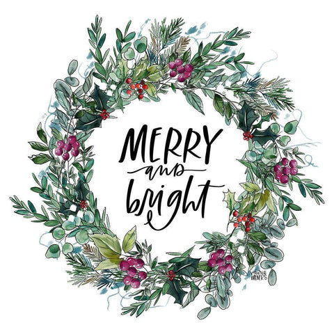 Bright Wreath Black Modern Wood Framed Art Print by Wieners, Valerie