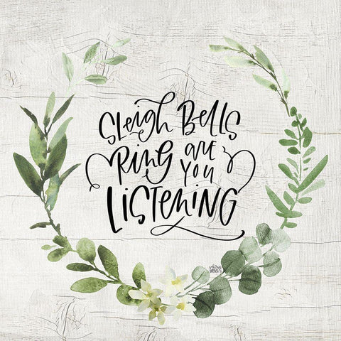 Sleigh Bells Black Modern Wood Framed Art Print with Double Matting by Wieners, Valerie