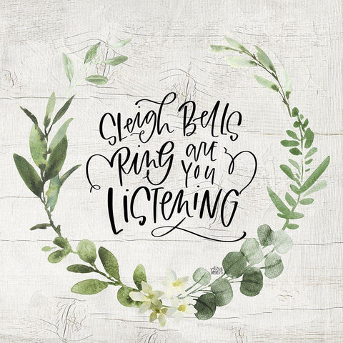 Sleigh Bells White Modern Wood Framed Art Print with Double Matting by Wieners, Valerie