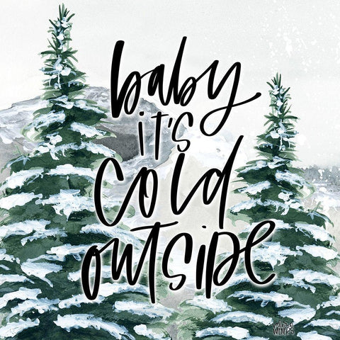 Baby Its Cold Outside White Modern Wood Framed Art Print with Double Matting by Wieners, Valerie