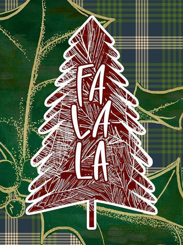 Tree Fa La La White Modern Wood Framed Art Print with Double Matting by Wieners, Valerie