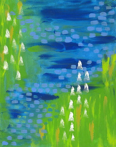 Green White Modern Wood Framed Art Print with Double Matting by Wieners, Valerie