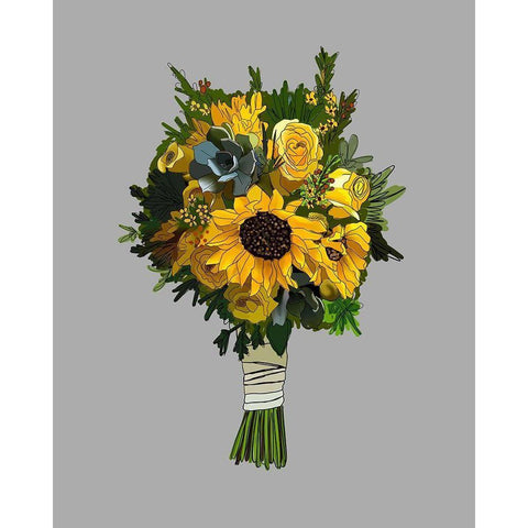 Sunflower Bouquet Gold Ornate Wood Framed Art Print with Double Matting by Wieners, Valerie