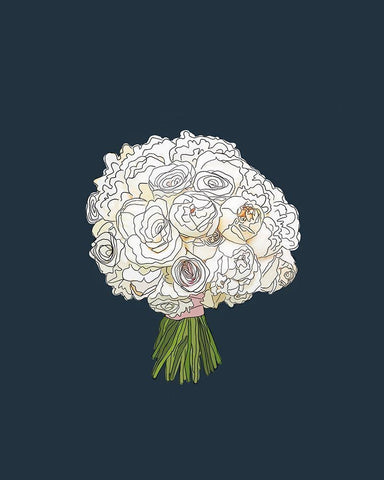 White Rose Bouquet White Modern Wood Framed Art Print with Double Matting by Wieners, Valerie