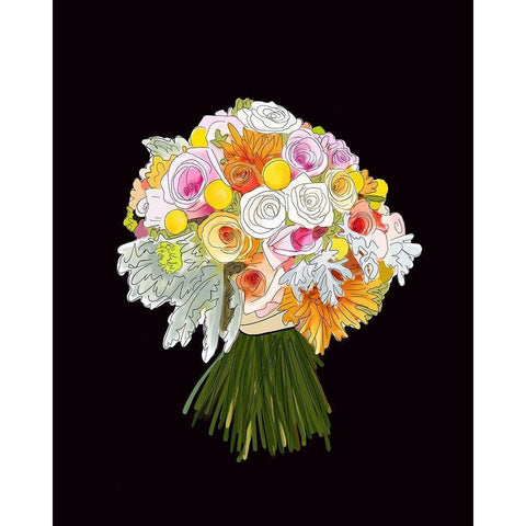 Bouquet Black Modern Wood Framed Art Print with Double Matting by Wieners, Valerie